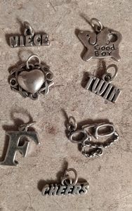 Sterling silver charms, 7, various sizes, LOT 1, not sold separately